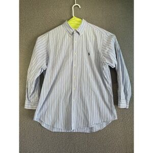 Polo Ralph Lauren Shirt Mens 17 32/33  Curham Classic Fit Blue White Stripes